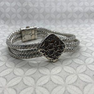 Men's 3 strand pebble scale bracelet 925 silver